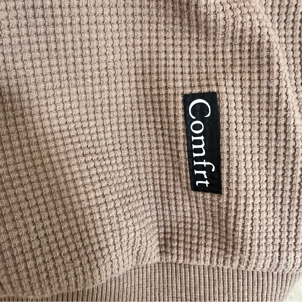 Comfrt Waffle Knit Crewneck Sweatshirt Tan Brown Oversized Men’s XL - Picture 2 of 6